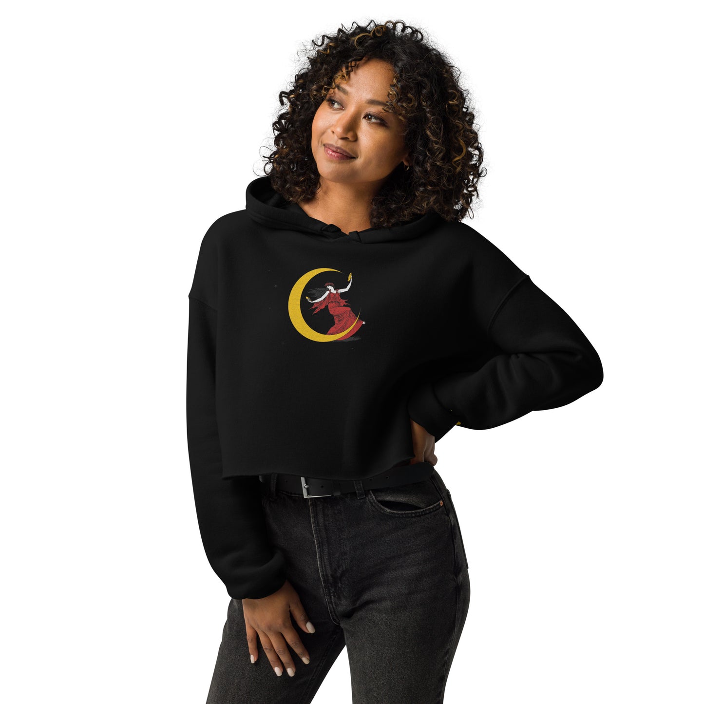 Moonlight Embroidered Crop Hoodie