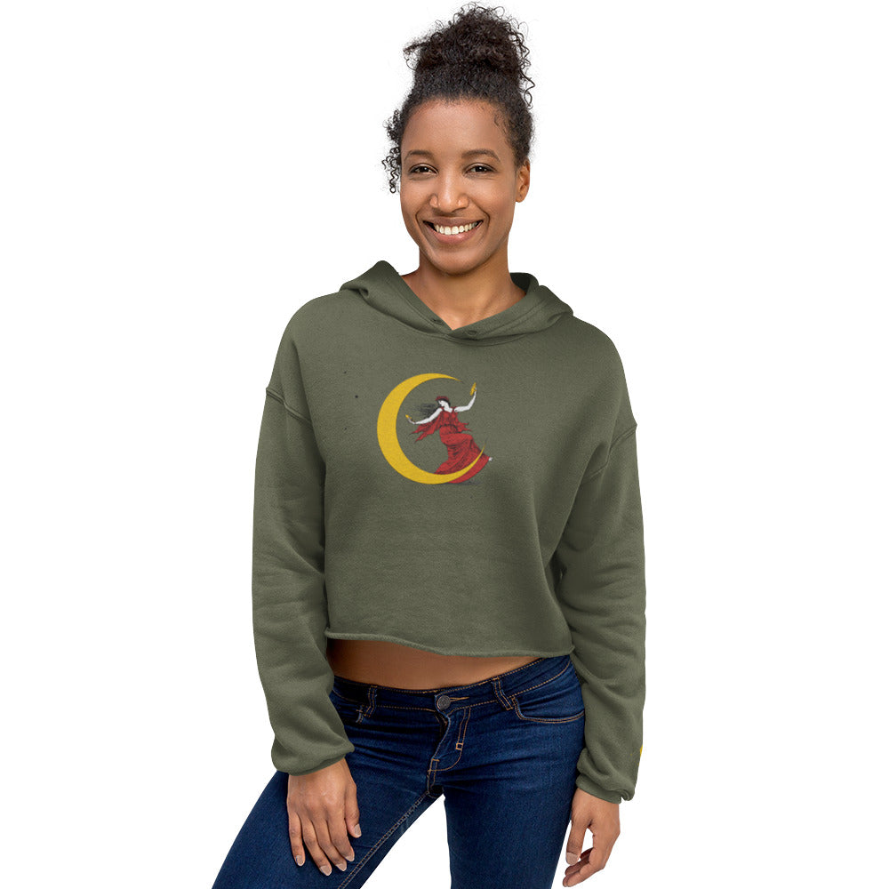 Moonlight Embroidered Crop Hoodie