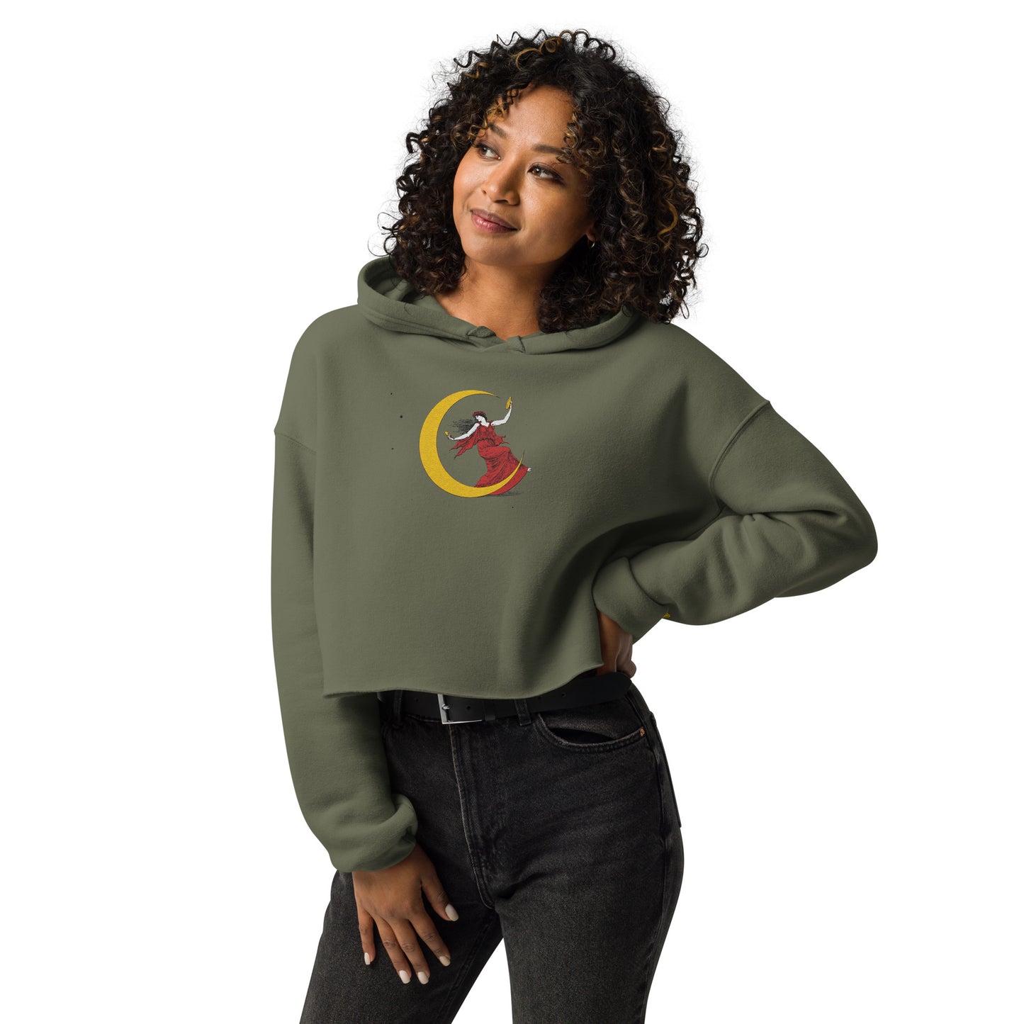 Moonlight Embroidered Crop Hoodie