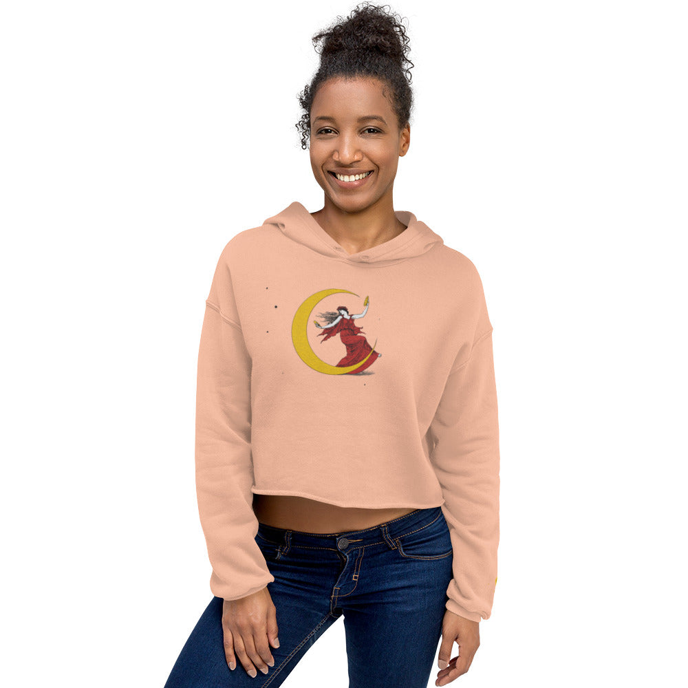Moonlight Embroidered Crop Hoodie