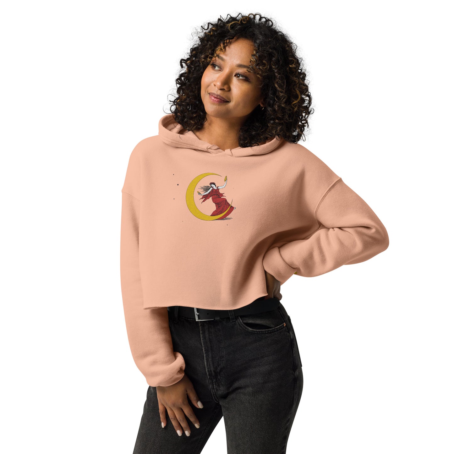 Moonlight Embroidered Crop Hoodie